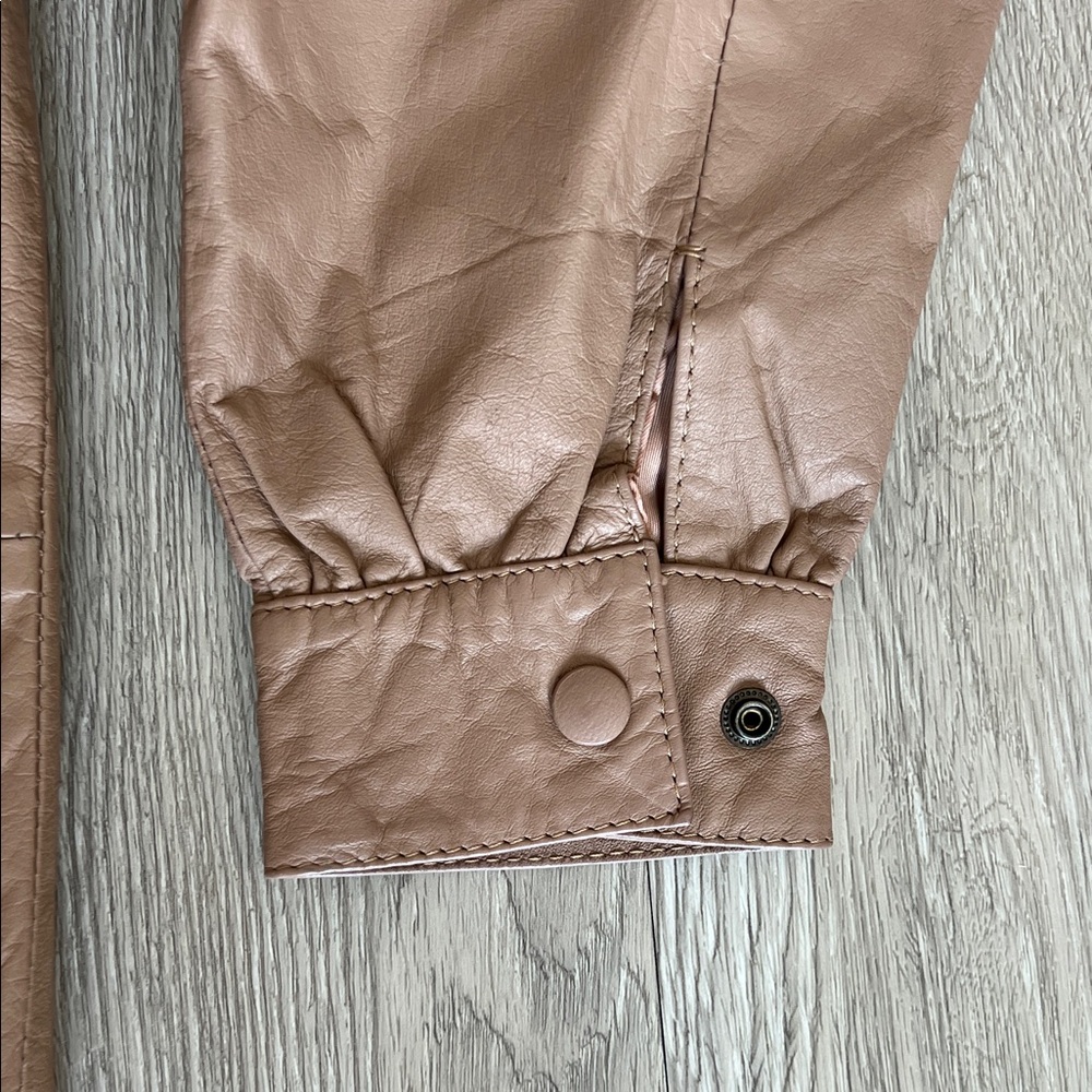 OVERSIZED LEATHER JACKET 70s GEORGEE SPORT Taupe Long bomber luxury VINTAGE - Picture 7 of 14